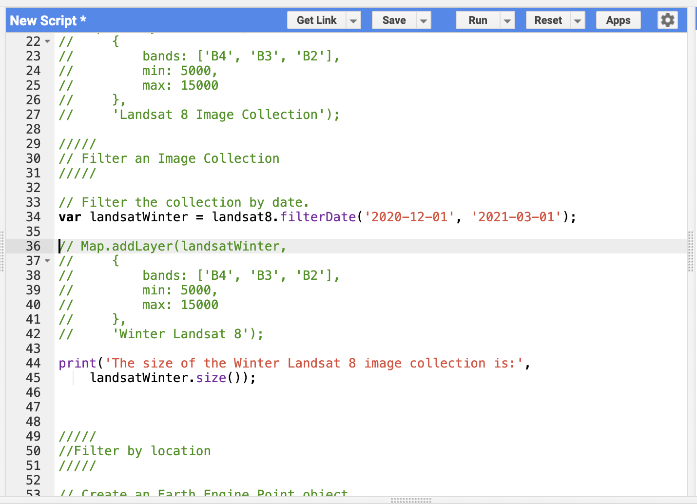Commented winter code